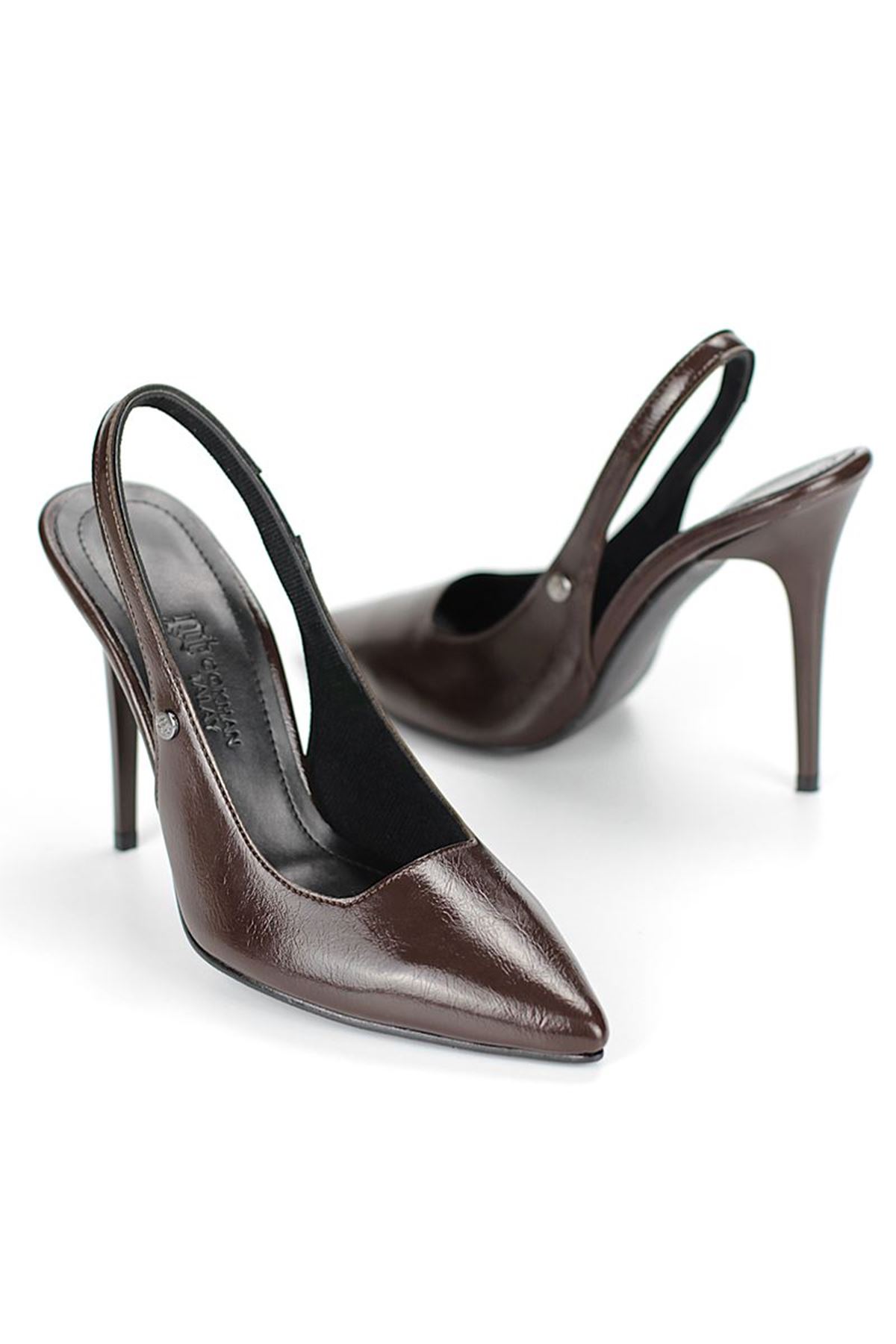 King Crow Zerina Kahverengi Rugan Esnek Yumuşak Kaymaz Taban İnce Topuklu (11cm) Kadın Stiletto