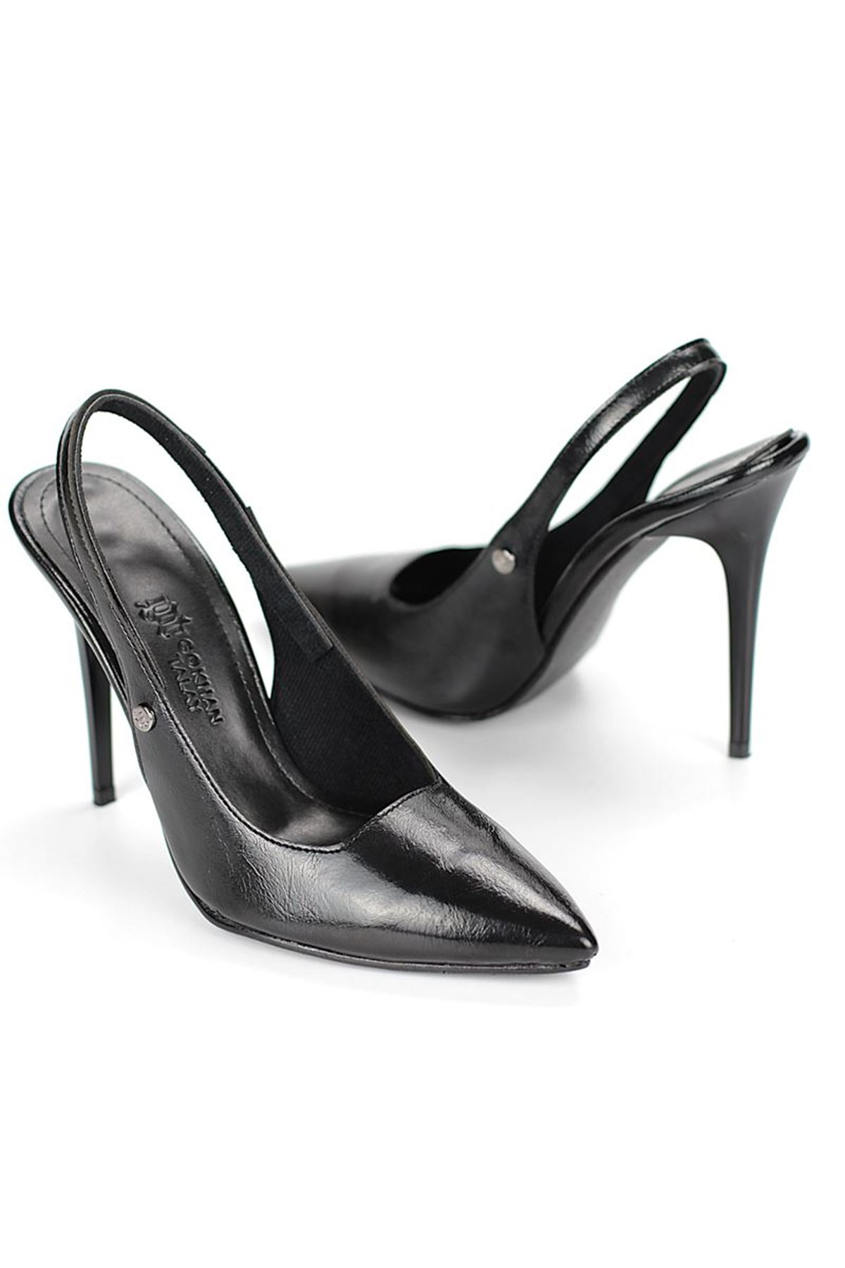 King Crow Zerina Siyah Rugan Rugan Esnek Yumuşak Kaymaz Taban İnce Topuklu (11cm) Kadın Stiletto