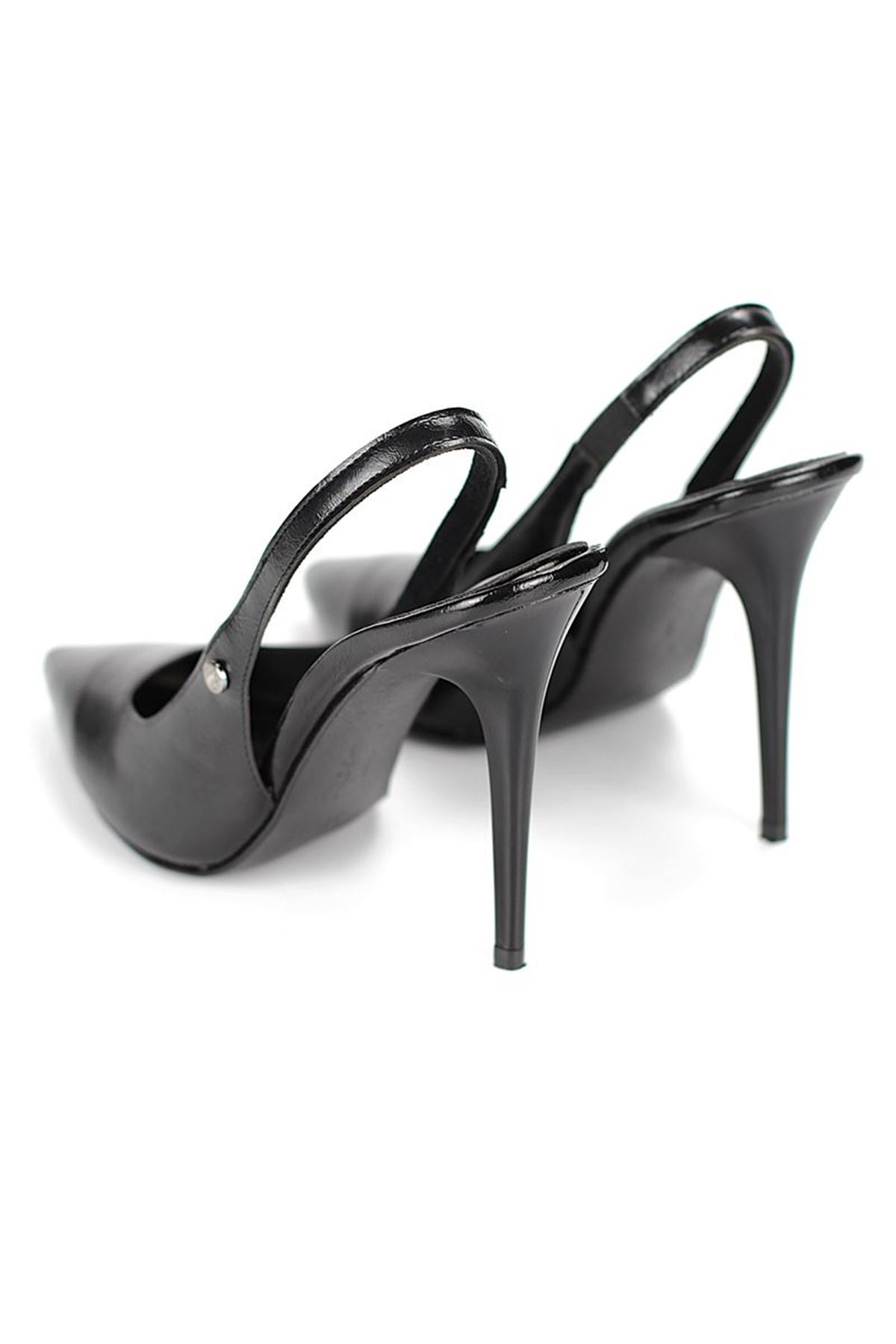 King Crow Zerina Siyah Rugan Rugan Esnek Yumuşak Kaymaz Taban İnce Topuklu (11cm) Kadın Stiletto
