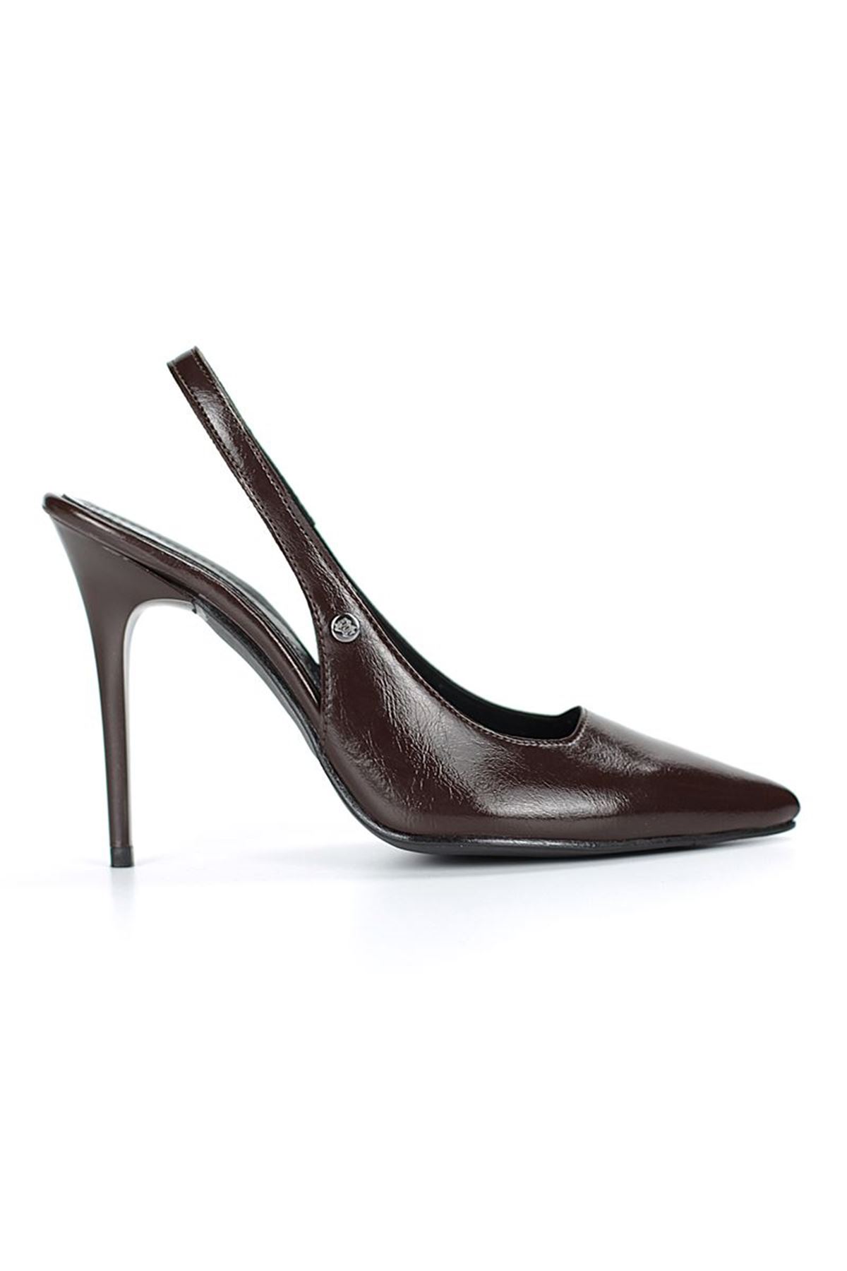 Gökhan Talay Zerina Kahverengi Rugan Esnek Yumuşak Kaymaz Taban İnce Topuklu (11cm) Kadın Stiletto