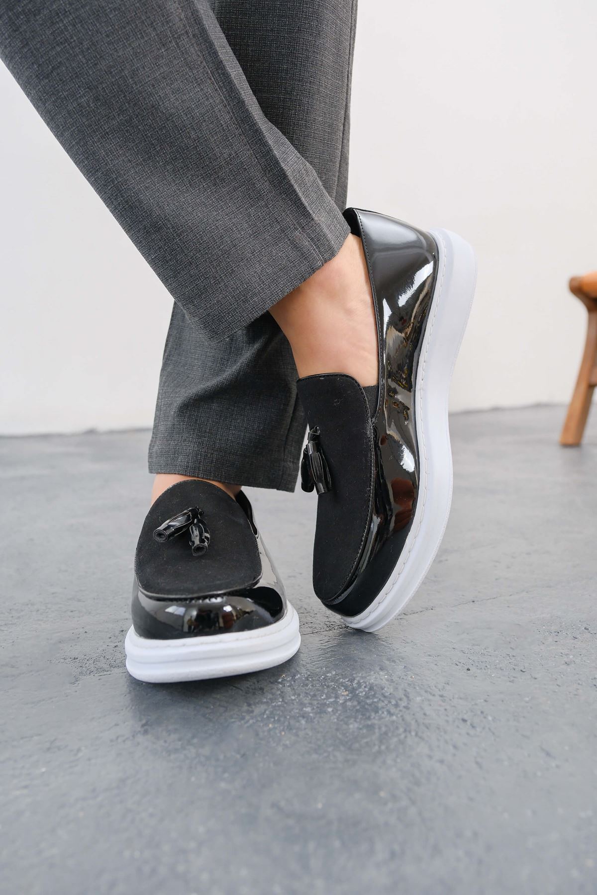 MN002 - RBT Loafer Verniciata Erkek Ayakkabı SIYAH