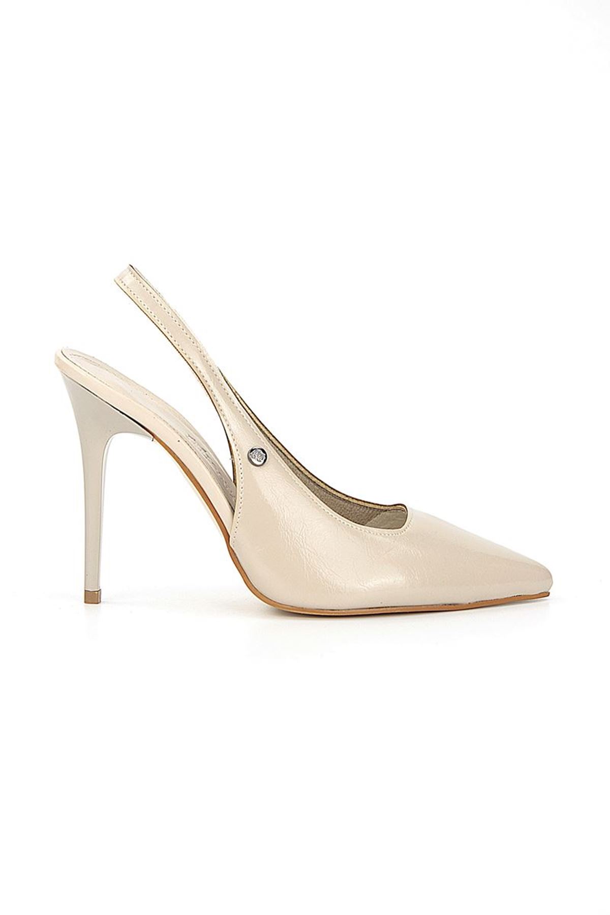 King Crow Zerina Bej Rugan Esnek Yumuşak Kaymaz Taban İnce Topuklu (11cm) Kadın Stiletto