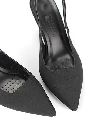 King Crow İlya Esnek Yumuşak Kaymaz Taban (4 cm) Siyah Süet  Açık Lastikli Kadın Kalın Topuklu Ayakkabı