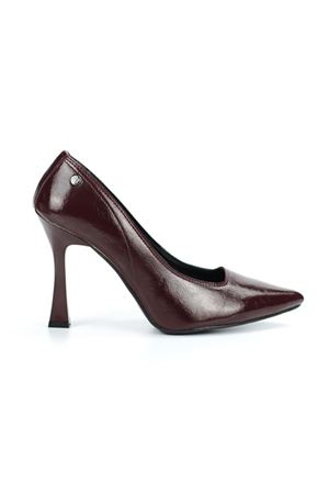 King Crow Odette Esnek Yumuşak Kaymaz Taban (10 cm) Bordo Rugan Kadın Topuklu Ayakkabı