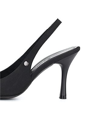 King Crow Lavender Esnek Yumuşak Kaymaz Taban (8 cm) Siyah Süet Açık Lastikli Kadın Topuklu Ayakkabı