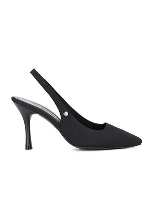 King Crow Lavender Esnek Yumuşak Kaymaz Taban (8 cm) Siyah Süet Açık Lastikli Kadın Topuklu Ayakkabı