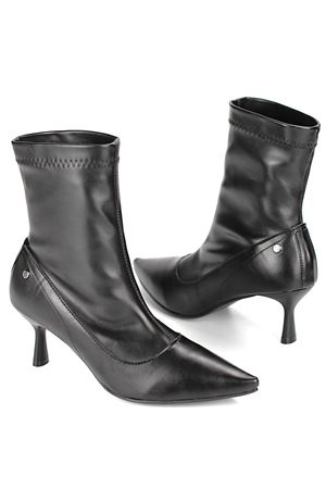 King Crow Sylvie Siyah Streç Bot Orta Topuklu(6 cm)