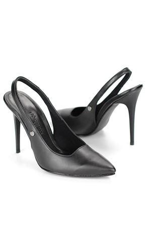 King Crow Zerina Siyah Cilt Esnek Yumuşak Kaymaz Taban İnce Topuklu (11cm) Kadın Stiletto