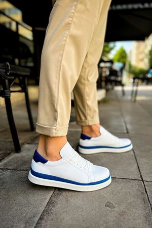 MN979 - Santoni GBT Spor Erkek Ayakkabı BEYAZ/MAVI