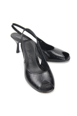 Gökhan Talay Calvera Peep Toe Fındık Burun (4/6 cm) Siyah Rugan Kadın Topuklu Ayakkabı