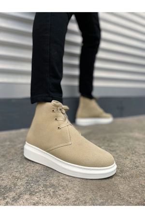 JY207 Oslo Bağcıklı Ortopedik Taban Süet Erkek Spor Bot SBT - Krem