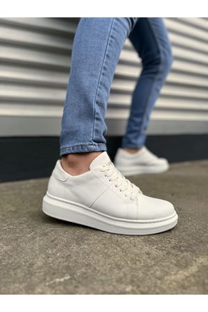 JY151 Boost Bağcıklı Cilt Erkek Günlük Sneaker Ayakkabı CBT - Beyaz