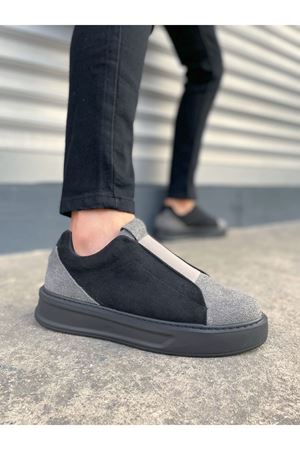 JY007 Alba Bağcıksız Süet Erkek Günlük Sneaker Ayakkabı SST Gri/Siyah