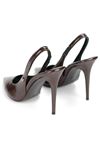 King Crow Zerina Kahverengi Rugan Esnek Yumuşak Kaymaz Taban İnce Topuklu (11cm) Kadın Stiletto