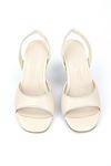 King Crow Elira Esnek Yumuşak Kaymaz Taban (4/6 cm) Bej Cilt Kadın Topuklu Ayakkabı
