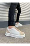 JY007 Alba Bağcıksız Süet Cilt Erkek Günlük Sneaker Ayakkabı SCBT Bej/Beyaz