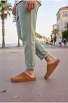 JY0556 Ravn Bağcıksız Hakiki Süet Deri Erkek Günlük Mantar Taban Loafer Klasik Ayakkabı HDMT - Taba