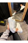 JY144 Volt Bağcıklı Cilt Erkek Günlük Sneaker Yüksek Taban Ayakkabı CBT Beyaz