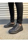 JY155 Warrior Bağcıklı ve Fermuarlı Cilt Erkek Günlük Sneaker Ayakkabı CST - Siyah