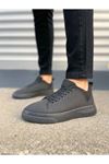 JY204 Flex Bağcıklı Keten Kumaş Erkek Günlük Sneaker Ayakkabı KST - Siyah