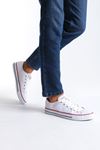 JY0422 Luke Bağcıklı Keten Kumaş Erkek Günlük Sneaker Ayakkabı KBT - Beyaz