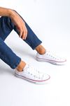 JY0422 Luke Bağcıklı Keten Kumaş Erkek Günlük Sneaker Ayakkabı KBT - Beyaz